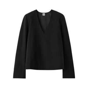 TOTEME Structured Wool Crepe Top - Black, NWOT, 36 S-M
